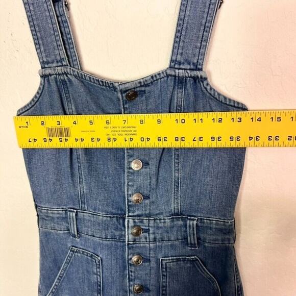 Aerie Overalls Womens XS Blue Button Front Kick Flare Denim Apron Bib - Picture 6 of 16